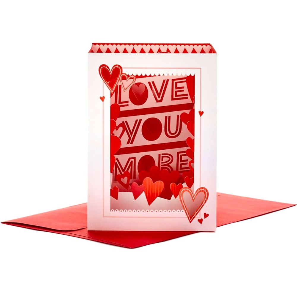 Hallmark paper wonder pop-up Valentine’s Day card. Love you more